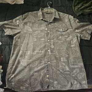 Vans Gray Patterned Men's Button Down Shirt